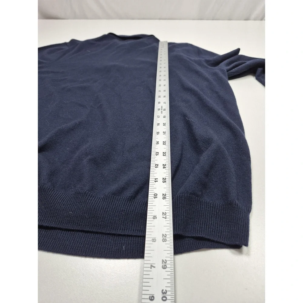 Brooks Brothers 346 Sweater Mens XL Blue Merino Wool Polo Collared Knit FLAW